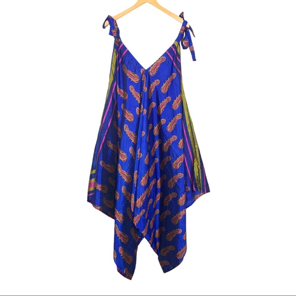 Ocean Queen Vintage Silk Harem Wide Leg Jumpsuit